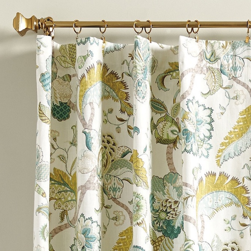 2 Ballard Designs Floral Drapery Panels